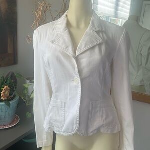 Talbots Petites Stretch White Crop Jean Jacket ~ Size 4